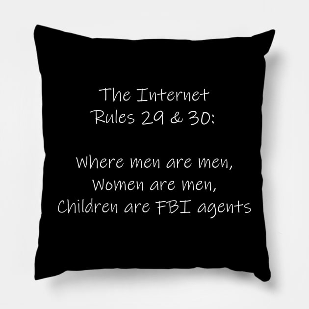 Rules 29 & 30 - Dark Version Pillow by Philly Tees