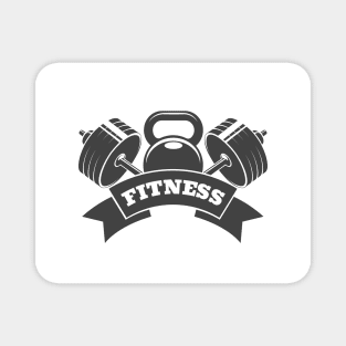 Fitness or Athletic club emblem with kettlebell and barbell Magnet