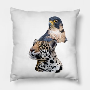 Peregrine Falcon and Jaguar Pillow