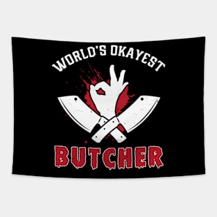 World's Okayest Butcher - Butcher Meat Tapestry