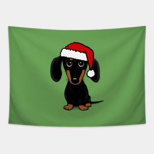 Santa Dachshund Black and Tan Wiener Dog Christmas Tapestry