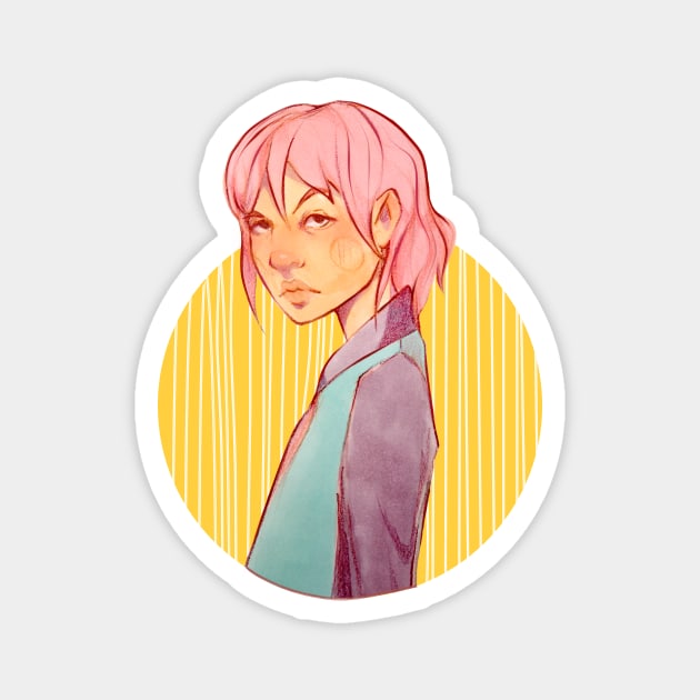 Pastel colors girl illustration Magnet by The F* cake