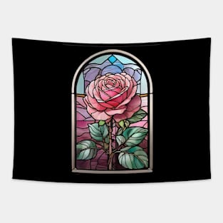 Stained Glass Pink Rose (757) Tapestry