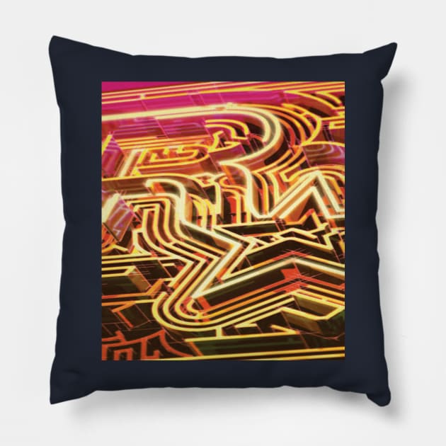 Ultra Neon Sign Pillow by TriForceDesign