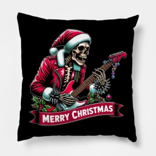 Rockin' Skeleton Santa Pillow