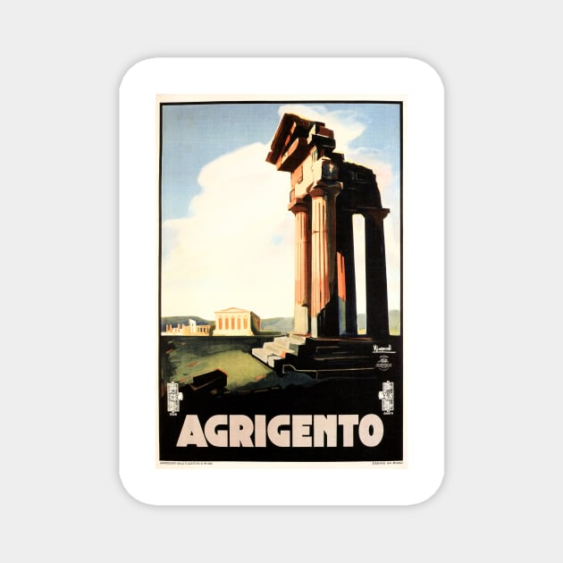 AGRIGENTO Valley of Temples Ruins Sicily Vintage Italy Travel Magnet by vintageposters