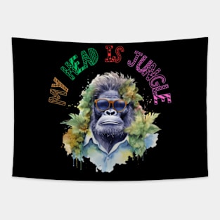 My head is Jungle Gorilla Funny T-shirt Tapestry