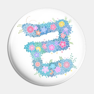 "ㄹ" Floral Letter Hangeul Pin