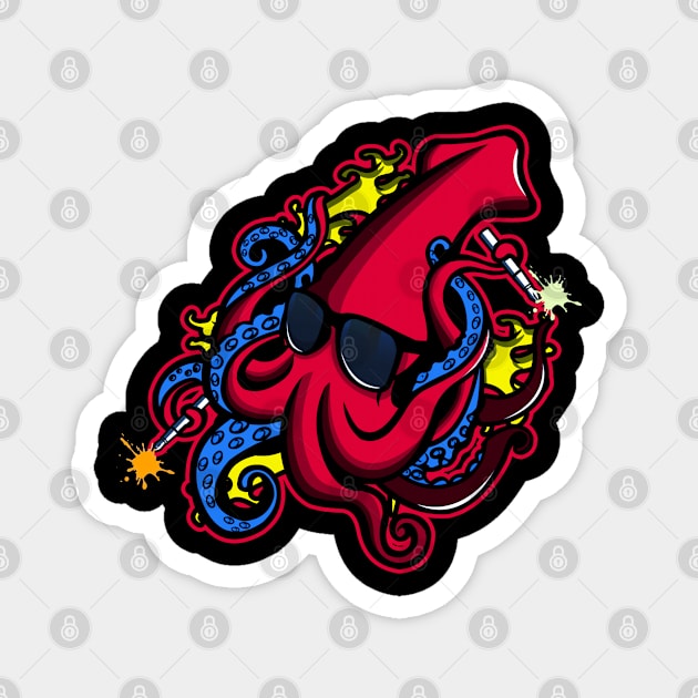 Urban Ocean Squid (Red) Magnet by urbanoceandesigns