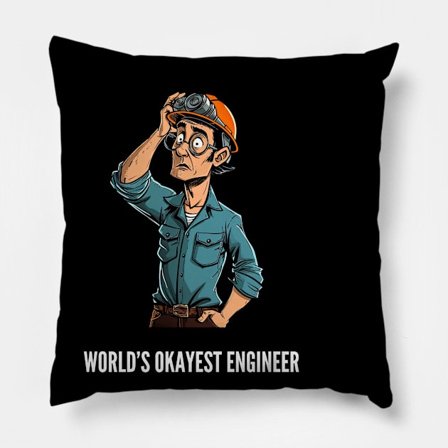 World's Okayest Construction Engineer v1 Pillow by AI-datamancer