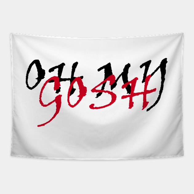OH MY GOSH BLACK AND RED - MINIMALIST Tapestry by JMPrint