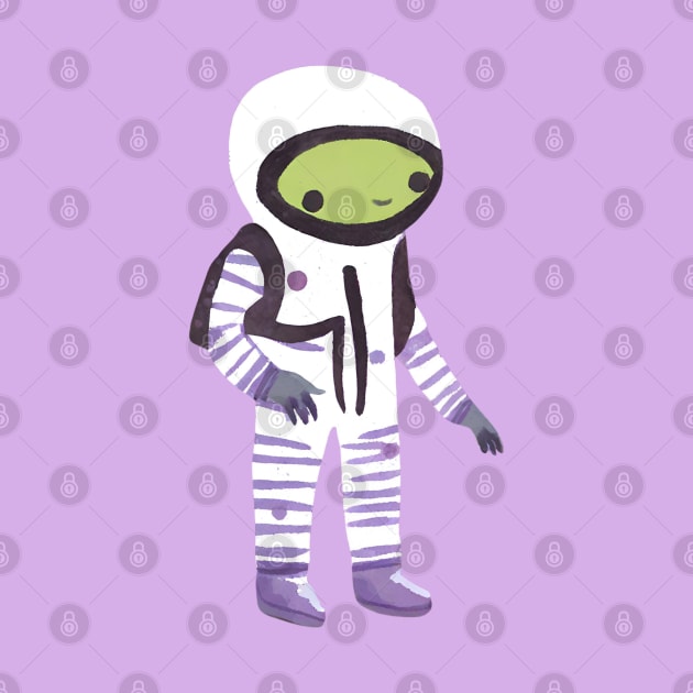 Cute Watercolor Alien Astronaut by FarmOfCuties