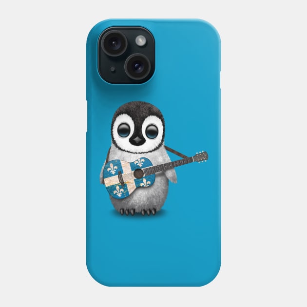 Baby Penguin Playing Quebec Flag Guitar Phone Case by jeffbartels