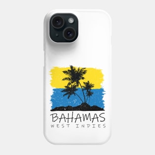 Bahamas National Colors with Palm Silhouette Phone Case