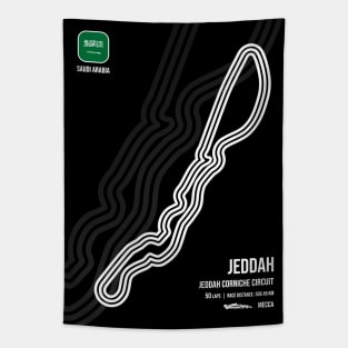 Jeddah Race Track (B&W) Tapestry