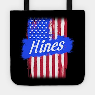 American Flag Hines Family Gift For Men Women, Surname Last Name Tote