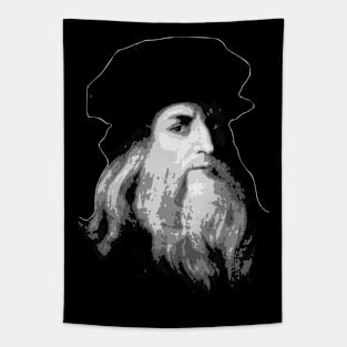 Leonardo Da Vinci Black and White Tapestry