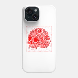 HomeSchoolTattoo Mechanical Tattoo Skull RED Phone Case