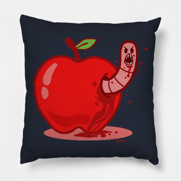 Worm vs Apple Pillow by bigbadrobot