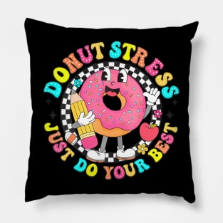 Groovy Donut Stress Best Test Day Teachers Kids Pillow