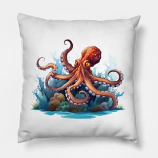 Orange Octopus Pillow