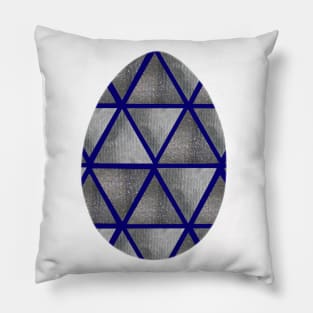 Easter egg - ultimate grey and shining grey watercolor triangles on blue, isolated on white background. Design for background, cover and packaging, Easter and food illustration, greeting card. Pillow