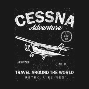 Distressed Cessna Adventure Travel The World Retro Airline T-Shirt