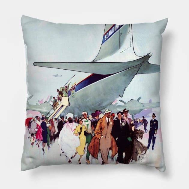 Vintage Travel Poster Denmark by SAS Pillow by vintagetreasure