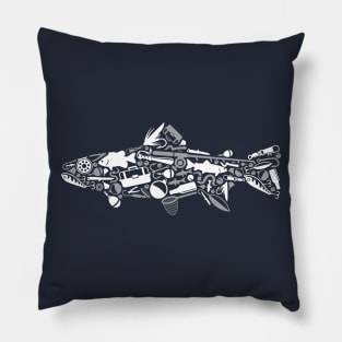 Fishing Tackle Fish Silhouette Design Pillow