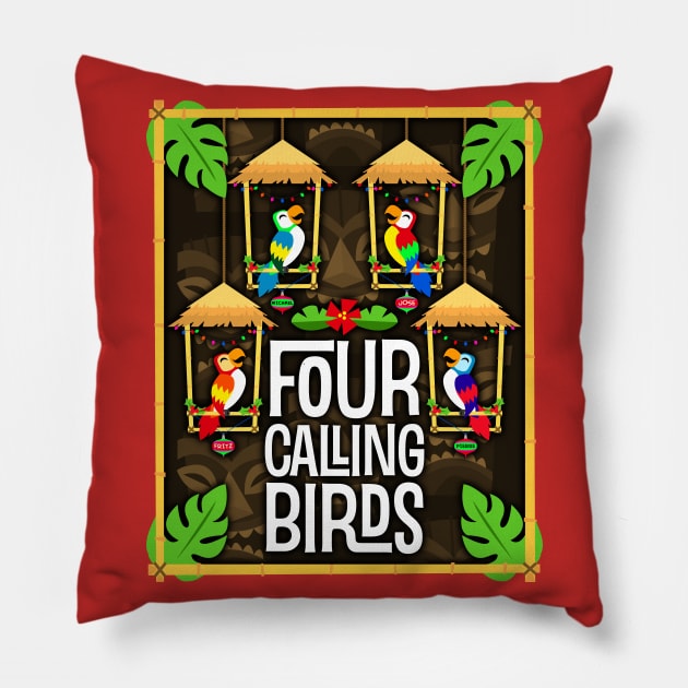 Four Calling Birds Pillow by onarolltees