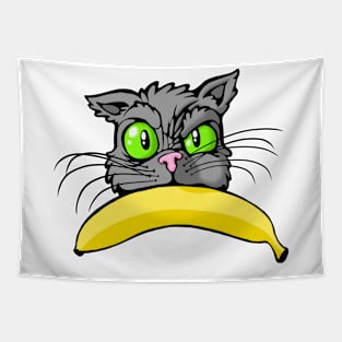 Cat Angry Banana Tapestry