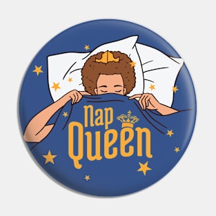 Funny Nap Queen Cartoon Brunette // Sleepy Girl Pin