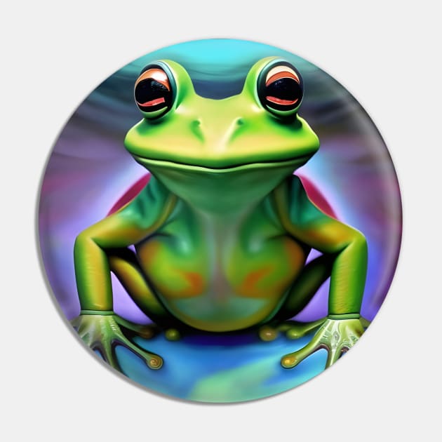 Frogger Spirit Animal (5) - Trippy Psychedelic Frog Pin by TheThirdEye