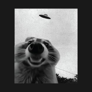 Funny Raccoon Selfie with UFOs T-Shirt