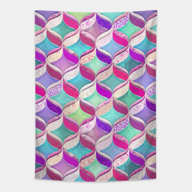 Patchwork Ribbon Ogee Pattern with Pink & Purple Tapestry by micklyn