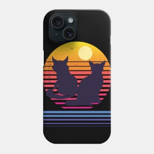 Cats Retro Synthwave Sunset Together Forever Phone Case