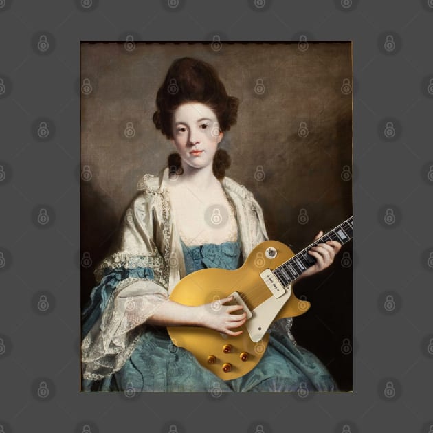 Quirky Painting of Girl Playing Goldtop Guitar by thejamestaylor