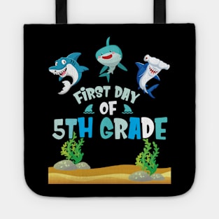 First Day Of 5th Grade Sharks Students Happy Back To School First Day Of School Tote