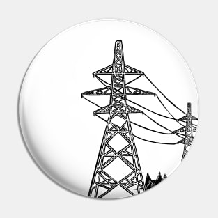 Pylons Linocut Silhouette Pin