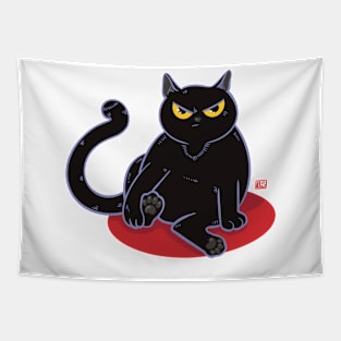 Black cat with ATTITUDE Tapestry