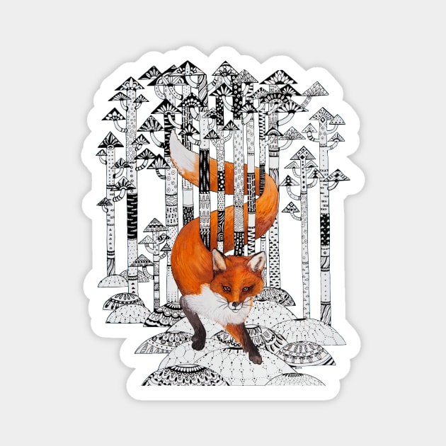 Fox in Forest Magnet by ruta13art