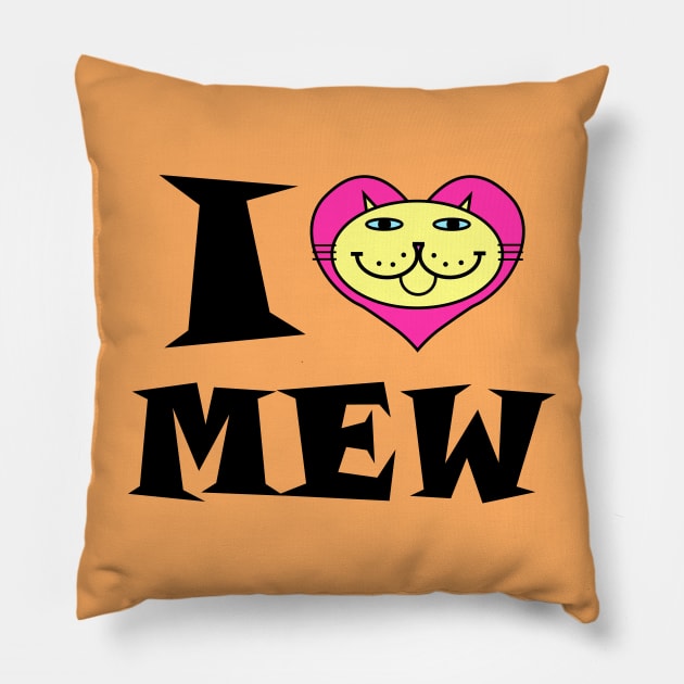 I HEART Cat - SUNNY YELLOW KITTY Pillow by RawSunArt