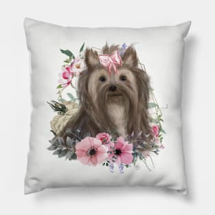Yorkshire Terrier, Cute Yorkie Flower Design Yorkie Pillow