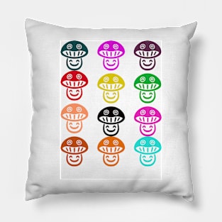 Rainbow Smiley Mushrooms Pillow