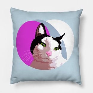 black and white cat Pillow