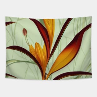 Art Deco Flowering Vines and Birds of Paradise Tapestry