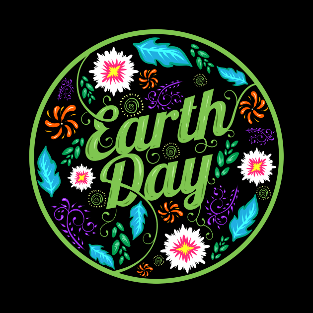 Logo With Flowers, Feathers And Ornaments For Earth Day by SinBle