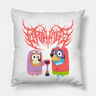 Black Metal Bluey Grannies Janet & Rita Pillow