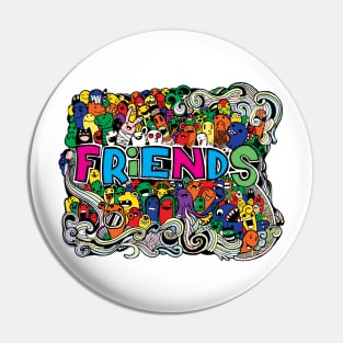 doodle friends monster Pin