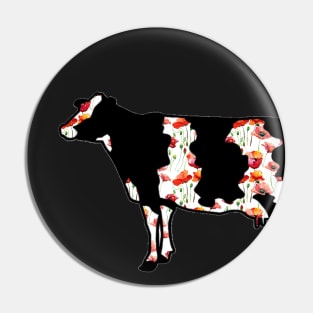 Watercolor Poppy Dairy Cow Silhouette  - NOT FOR RESALE WITHOUT PERMISSION Pin